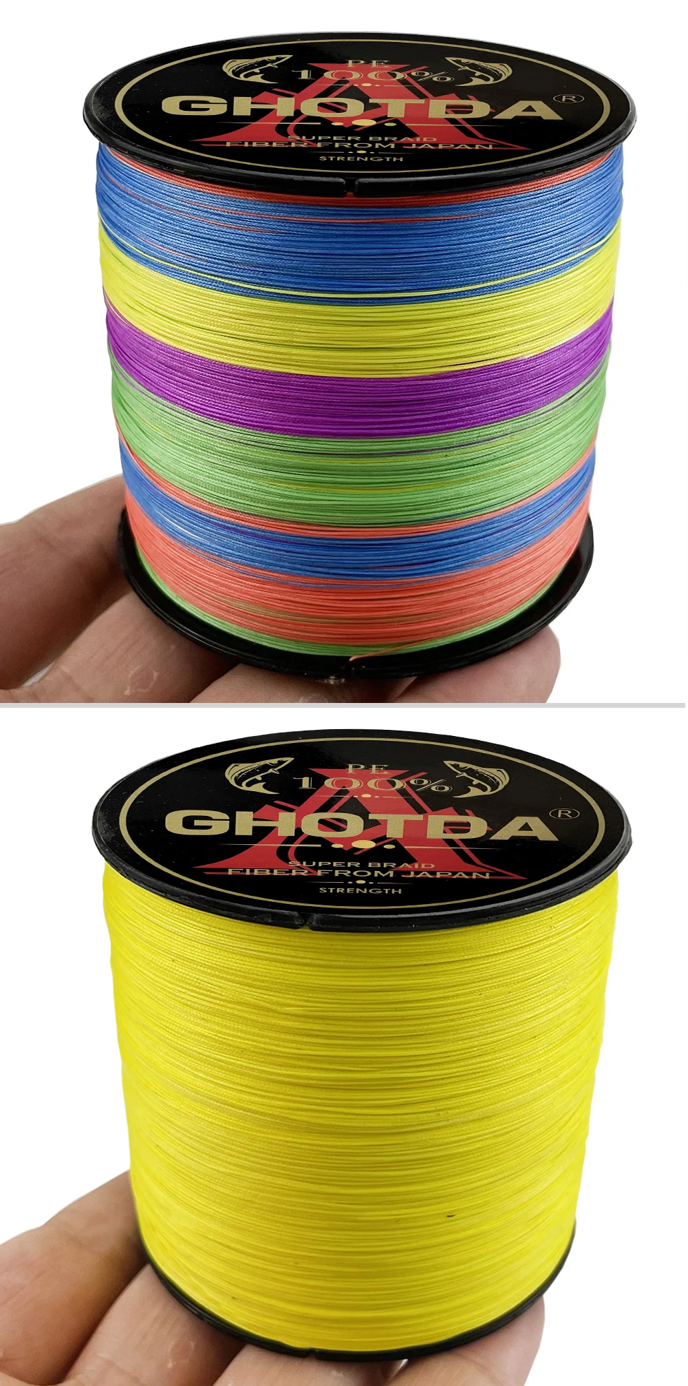 Línea de pesca trenzada colorida para necesidades versátiles