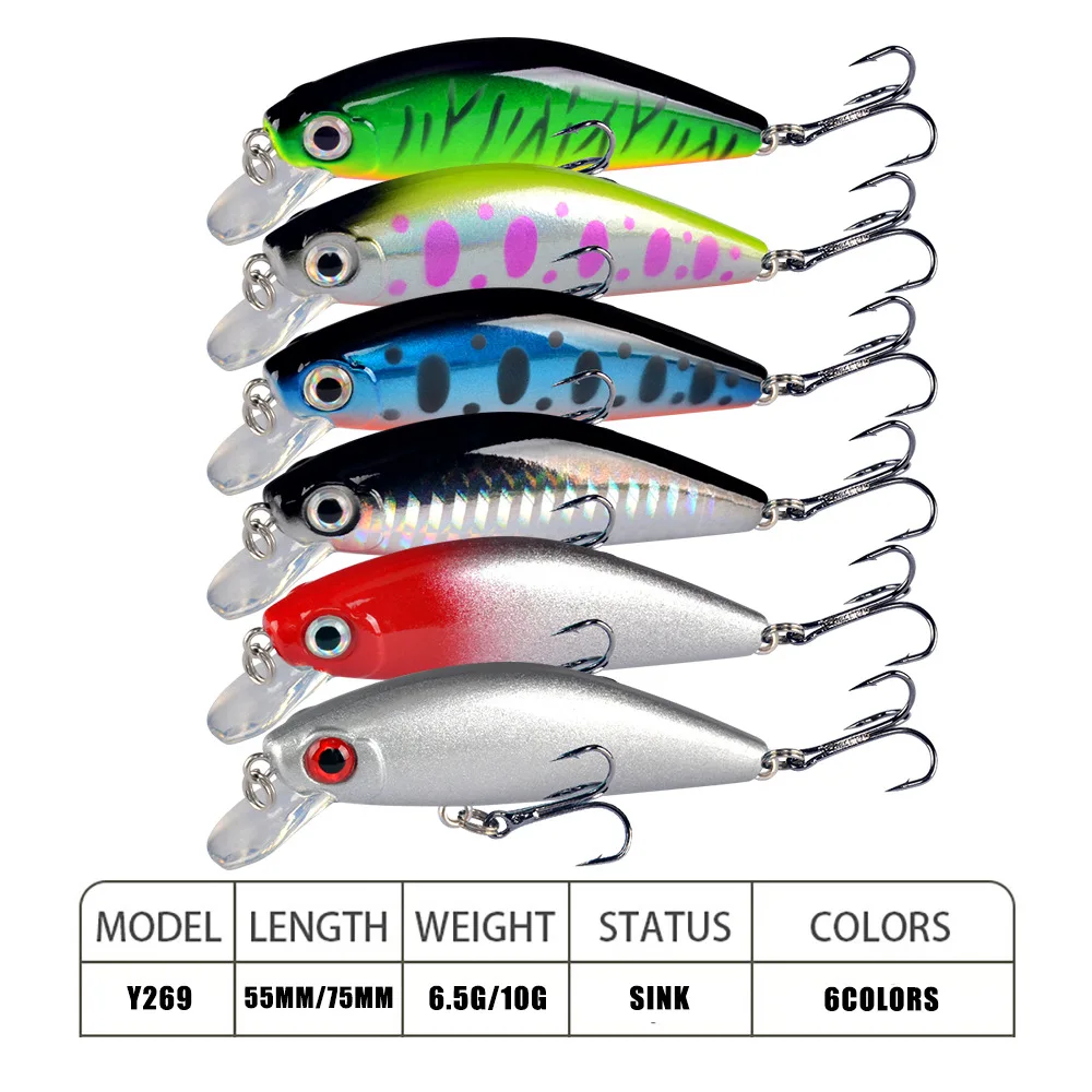 Señuelos de Pesca de 6,5-10g, 1 piezas, Wobbler, cebo duro Artificial, Crankbait, aparejos de Pesca de carpa - imagen 2