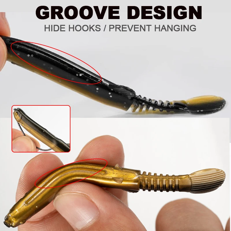 TAKEDO 7CM 2,2G 20 unids/bolsa cebo Loach señuelo de pesca suave PVC señuelos Loach artificiales cola de varias secciones para lubina mandarina con cabeza de serpiente - imagen 3