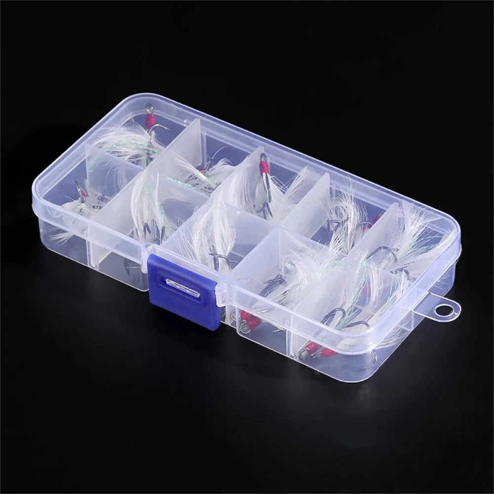 Anzuelo de pluma con púa, anzuelo de tres anclas para pesca salvaje, agua dulce y Marina, Universal, 20 unids/lote por caja - imagen 3