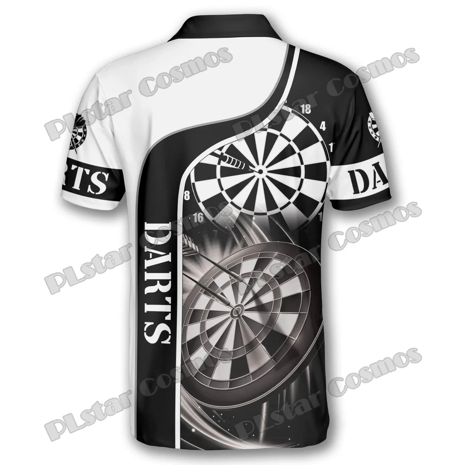 Polo hombre personalizado con emblema 3D dardos en negro y blanco - imagen 2