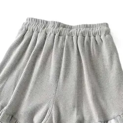 Pantalones cortos cintura alta mujer con volantes – Pierna ancha talla grande