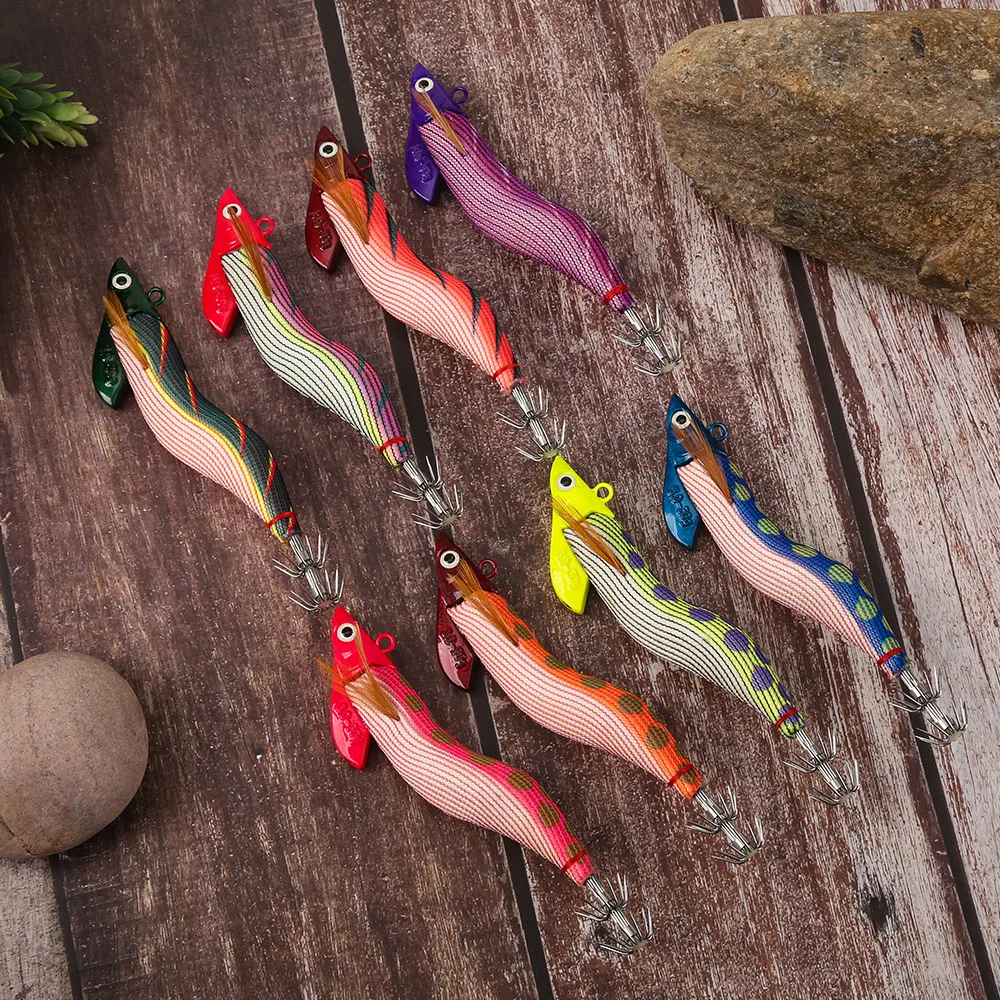 Cebo de madera para camarones, plantilla de calamar, Paulownia, señuelo de calamar de madera, plantilla de pulpo, plantilla de mar, juego de pesca, anzuelos de calamar - imagen 4