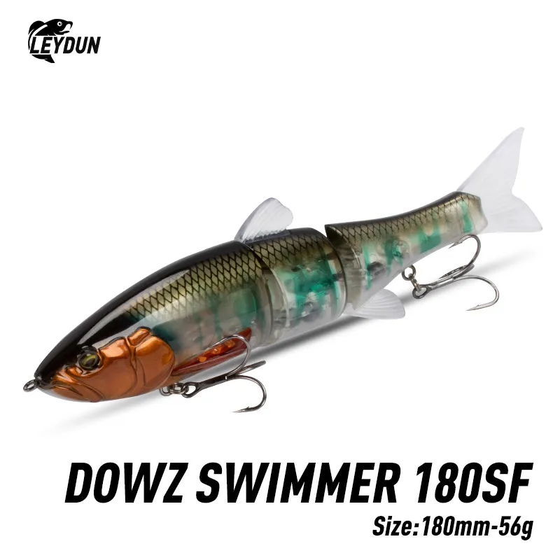 LEYDUN DOWZ SWIMMER 180SF 2oz Señuelos de pesca flotantes lentos cuerpo de Triple articulación deslizamiento Swimbaits cebos duros Wobblers para Lucio - imagen 2