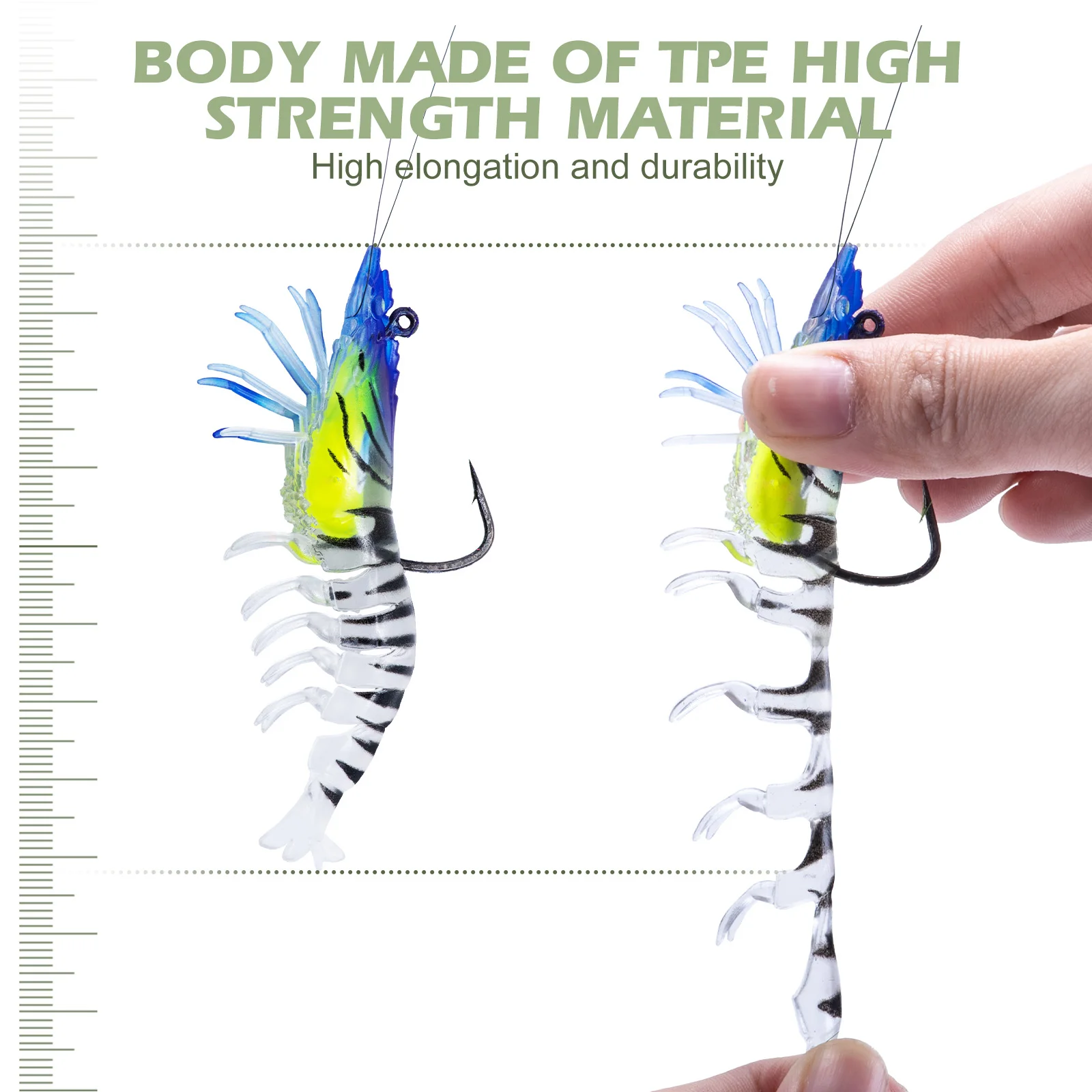 Goture-cebo suave de camarón falso de colores mezclados, 12g/90mm, anzuelo afilado de alta resistencia que se hunde, realista para aparejos de pesca, señuelo de carpa - imagen 4