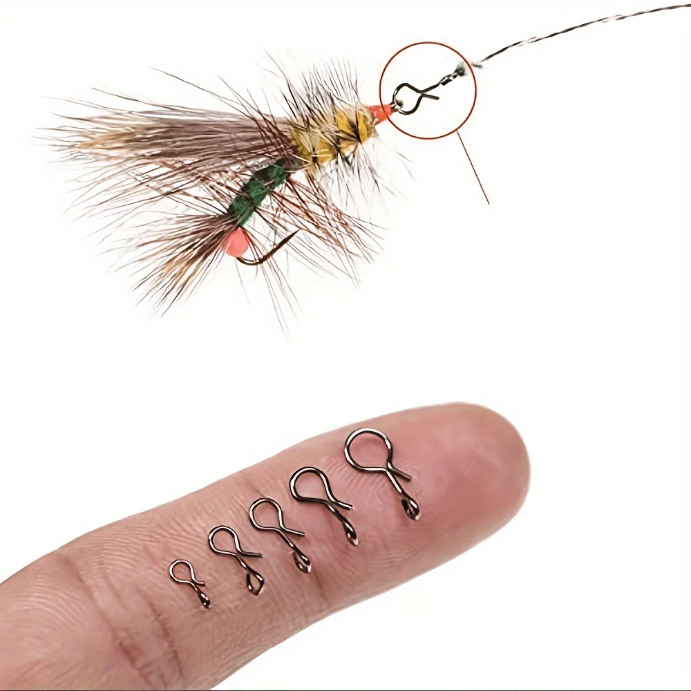 Juego de Mosquetones de Pesca con Mosca TAKBAS - Mosquetones de Acero Inoxidable de Cambio Rápido para Moscas, 25/50/100/200pcs Tamaño XS/S/M/L - Roturas de Alta Resistencia - imagen 3