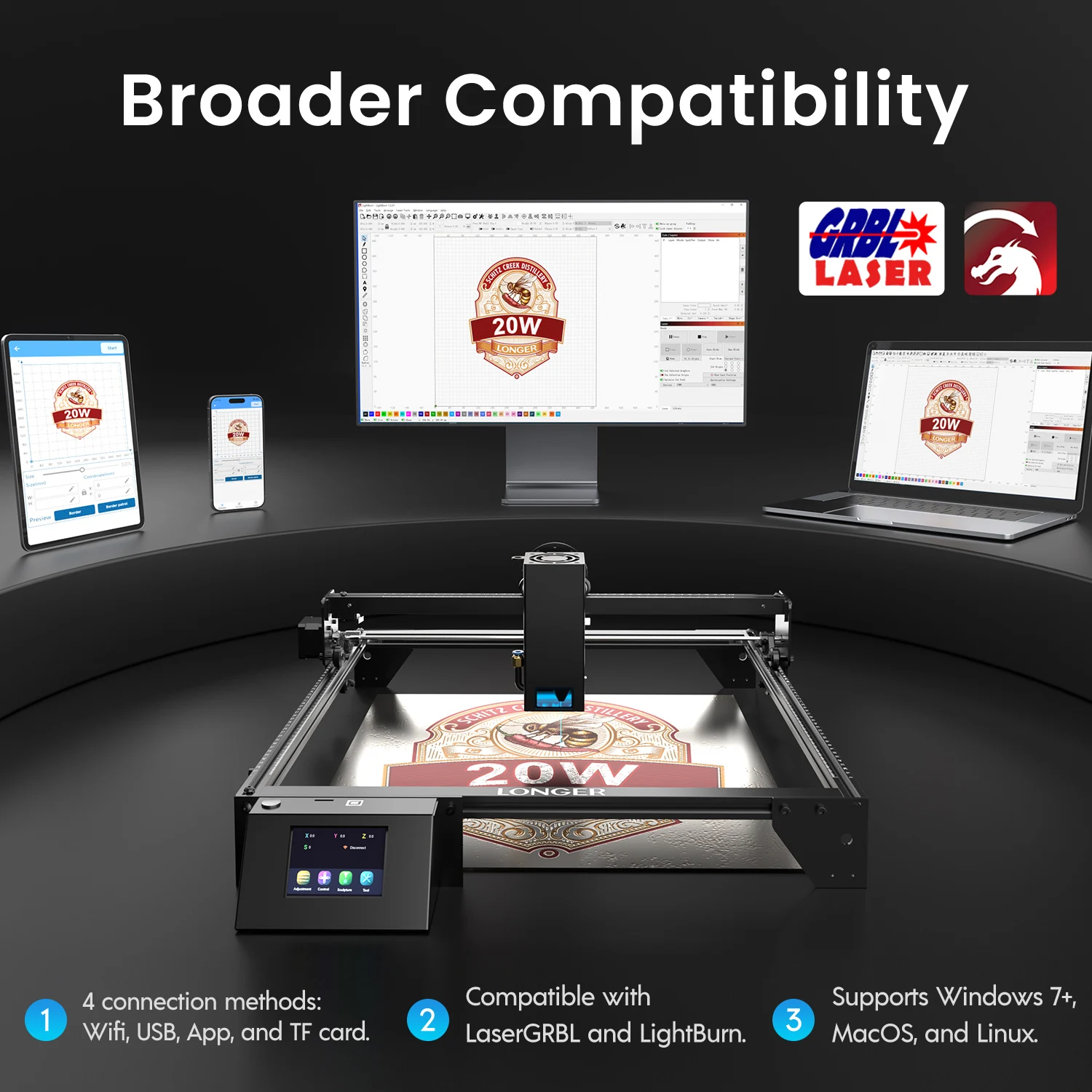 LONGER RAY5 20W – Grabador láser con pantalla táctil y WiFi - imagen 5