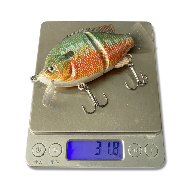 1 Uds 10cm/32c accesorios artificiales de profundidad señuelo de pesca 2 señuelos articulados duros Swimbait cepillo cola lubina Bluegill Swimbait - imagen 3