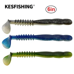 KESFISHING-señuelo grande swimbait Rock shiner, 6 pulgadas, 3 uds., cebo de plástico suave, pesca en el mar, cola en T, señuelo de silicona