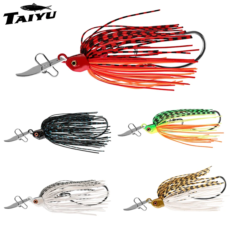 TAIYU Kit de Señuelos de Pesca (1-5 Piezas): Chatterbait, Señuelo con Hoja Grande Anti-enredos, Jig Dancer, Spinnerbait, Wobbler, Crankbait