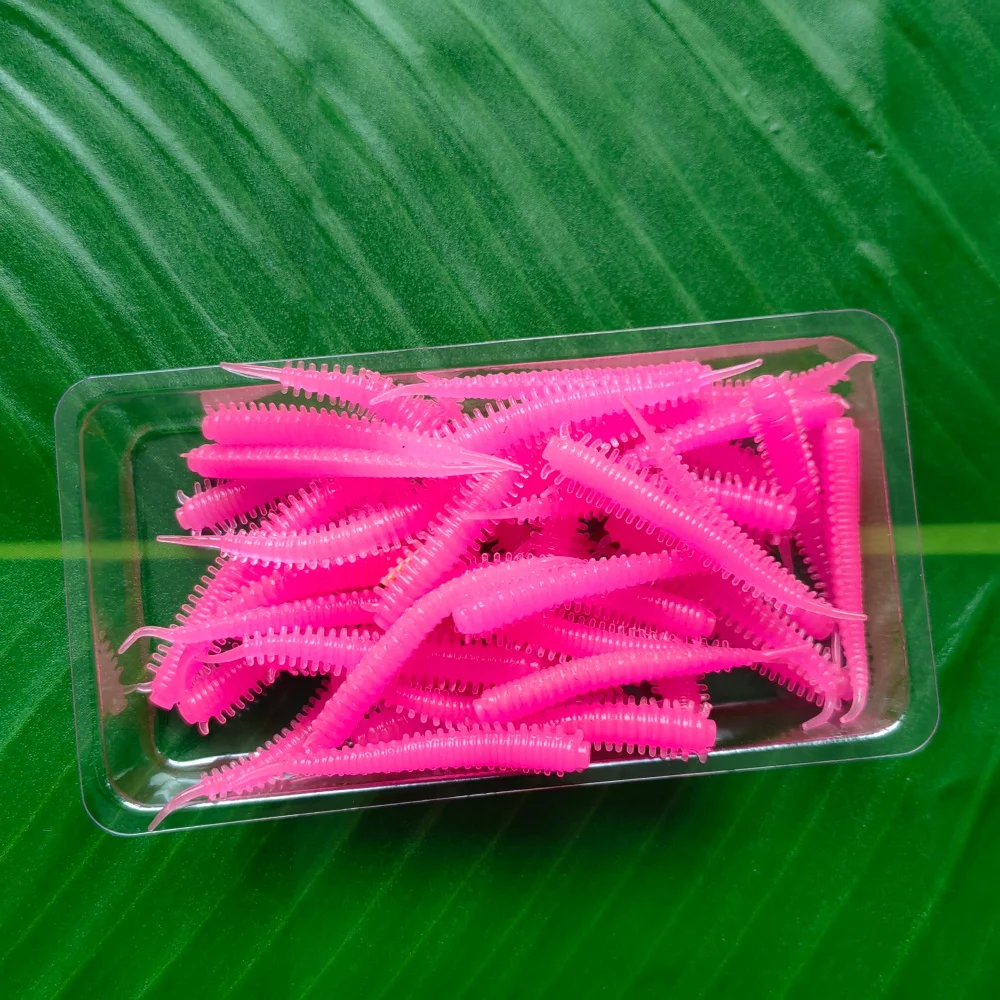 MUKUN 50 Uds. Señuelo de pesca de lombriz de tierra suave 45mm 0,5g plantilla de gusano suave cebo de pesca Wobbler cebos blandos artificiales señuelo de gusano - imagen 3