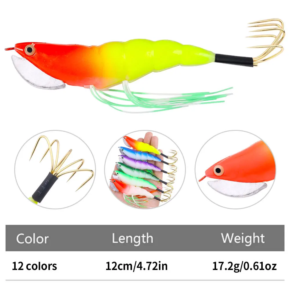 Cebo de pesca de calamar, señuelo de Jigging, 17,2g, 12cm, Wobblers, carpa, lubina, plantillas de Lucio, simulación realista, cebo de pulpo, aparejos de pesca - imagen 2