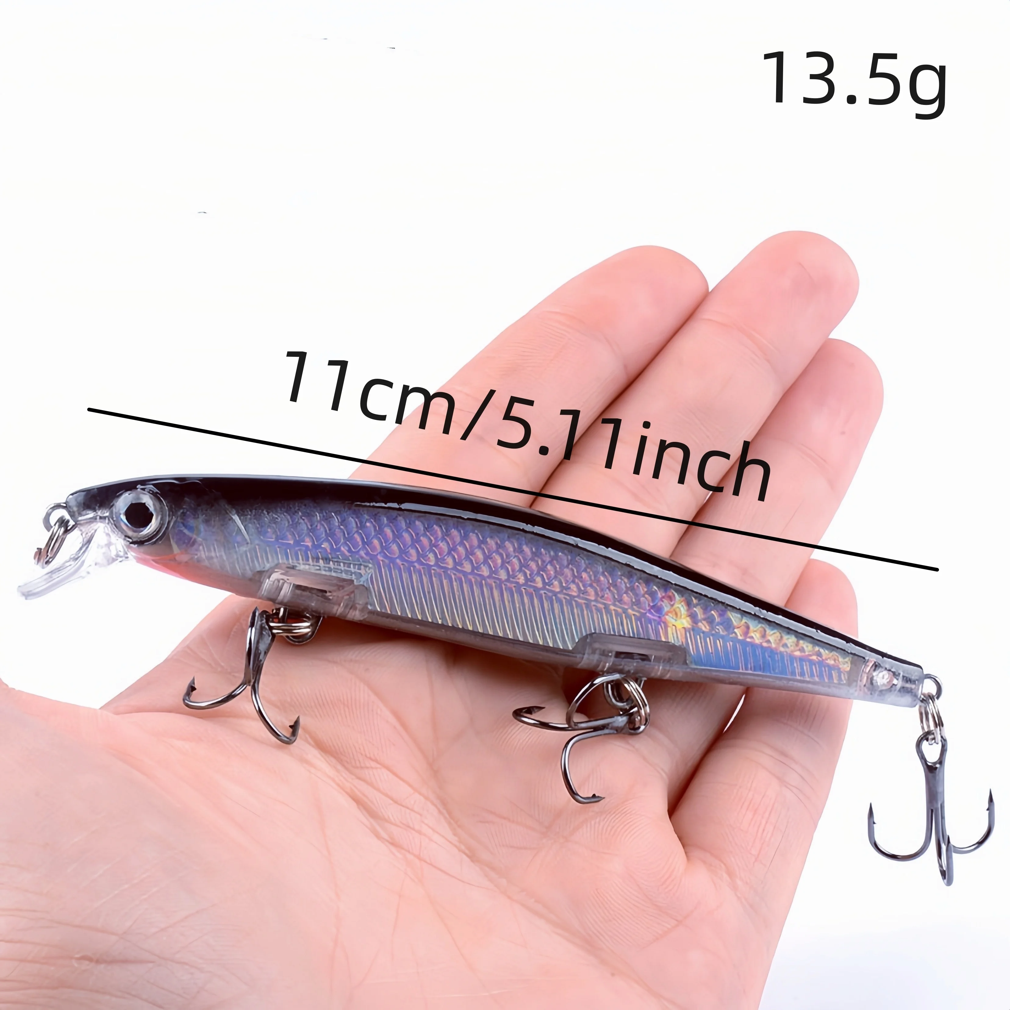 1 Uds Señuelos de pesca 4,33 pulgadas 13,8g hundimiento Minnow Wobblers plástico cebos artificiales gancho lubina carpa Swimbait aparejos de pesca - imagen 3