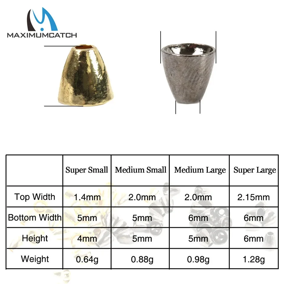 Cuentas de tungsteno con cabeza cónica para atado Maxcatch moscas - imagen 3