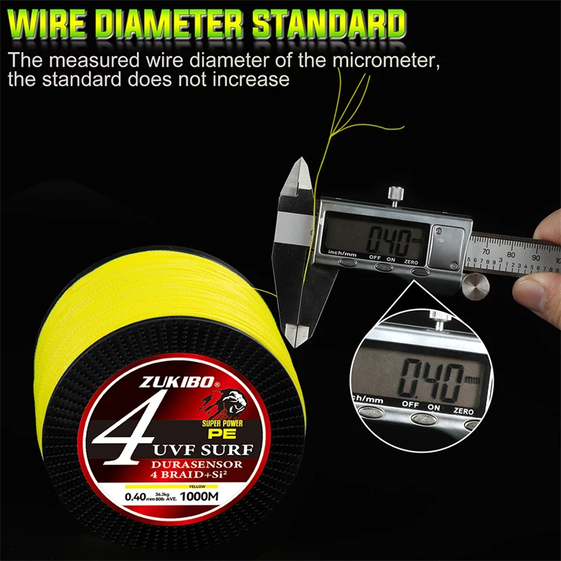 ZUKIBO-sedal de pesca trenzado de 4 hebras, superfuerte, multifilamento, PE, sedal de pesca para agua de mar, antimordeduras, resistente al desgaste - imagen 5