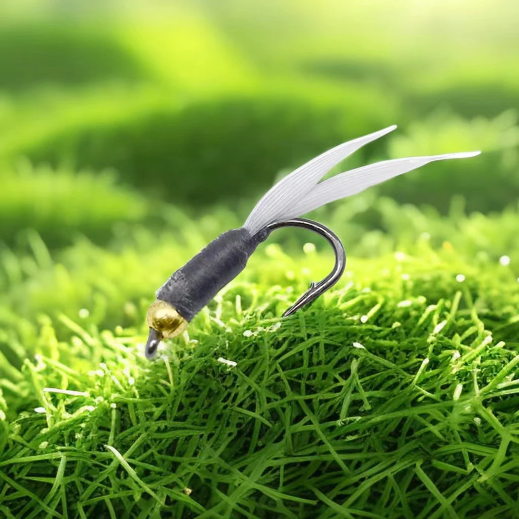 MNFT 10 unidades/paquete 9 #   Beadhead cuerpo negro ninfa mosca trucha cebos de pesca con mosca señuelos - imagen 4