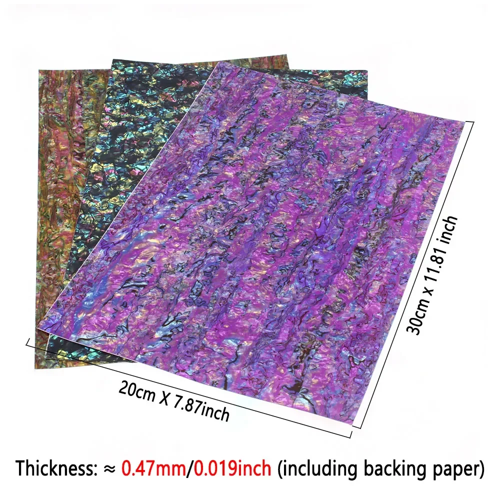 Hoja laminada de concha impresa Artificial, película de chapa adhesiva de abulón recubierta de Paua, plantilla de señuelo de pesca, accesorios de decoración - imagen 5