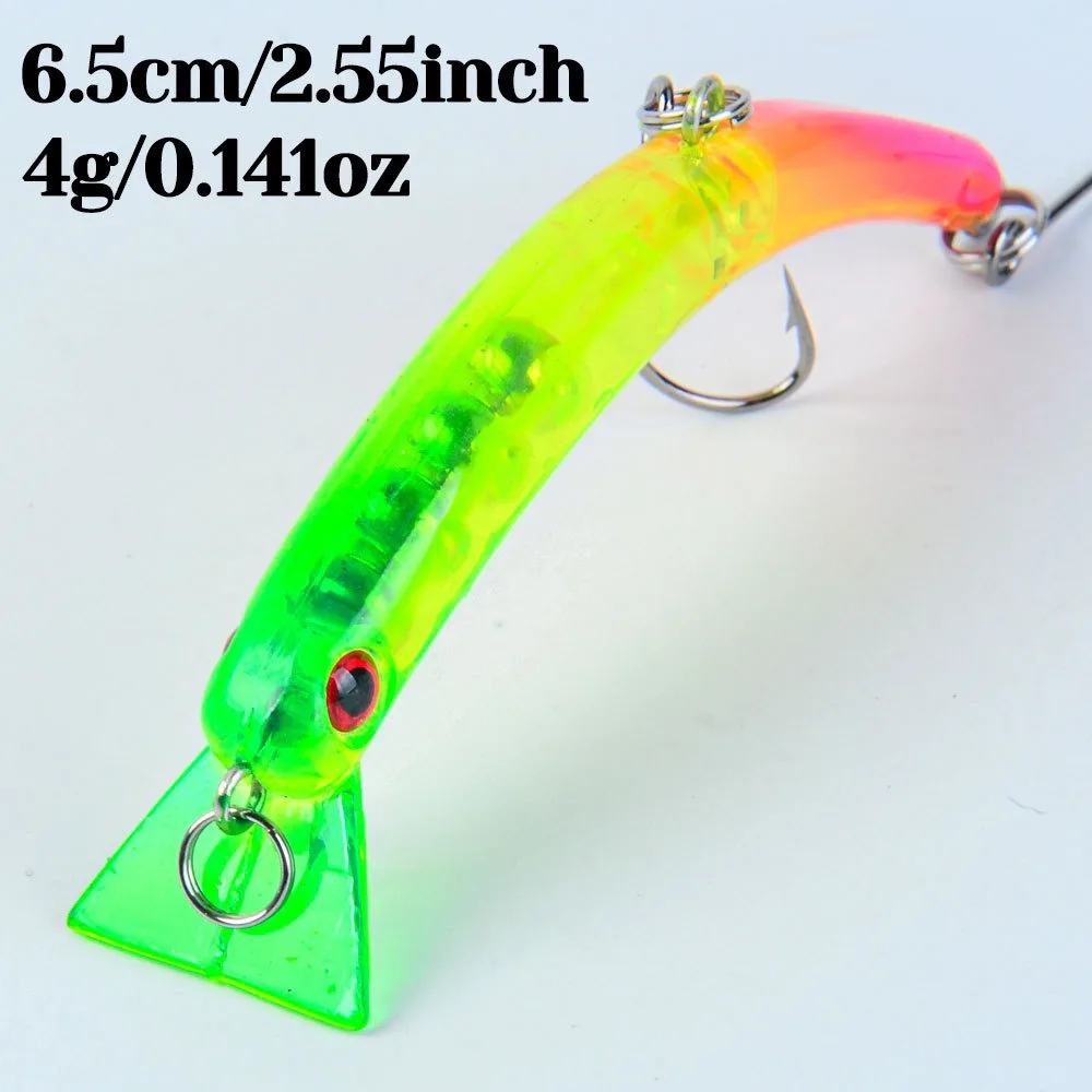 1 Uds 6,5 cm/4g Mini Minnow Wobblers anzuelos triangulares pescado Popper aparejos de lubina Señuelos de pesca Crankbait cebo de plástico duro - imagen 4