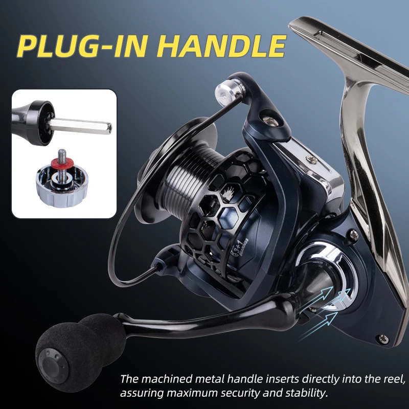 Carrete giratorio BILLINGS 1000-7000, carretes de pesca giratorios de Metal, carrete de pesca con potencia máxima de arrastre de 12KG 5,2: 1 para agua dulce y salada - imagen 4