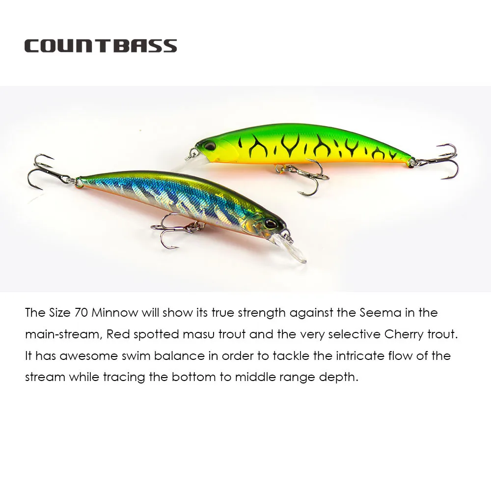 COUNTBASS-cebos duros que se hunden, 45mm, 60mm, 70mm, 80mm, 95mm, Wobblers, Crankbaits, perca, Leurre, señuelo de pescador - imagen 4