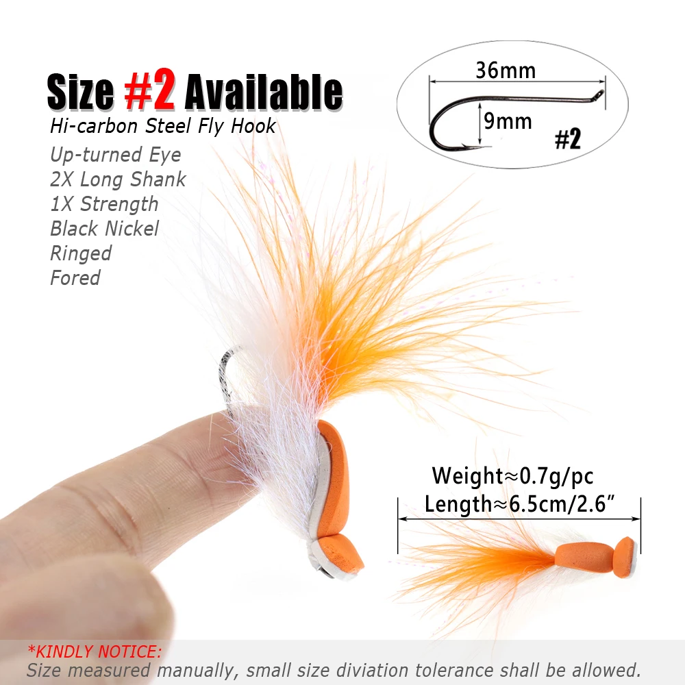 Bimoo 3PCS # 2 moscas flotantes Gurgler Topwater para Stripers Bass Bluegill Tarpon Snook agua dulce pesca de agua salada moscas señuelo cebo - imagen 4