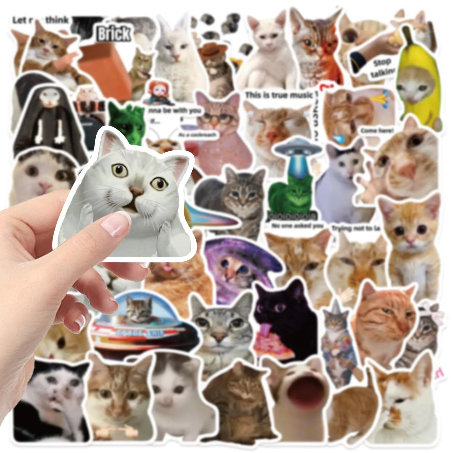 Gato Meme divertido – Pegatinas impermeables para móvil y guitarra - imagen 4