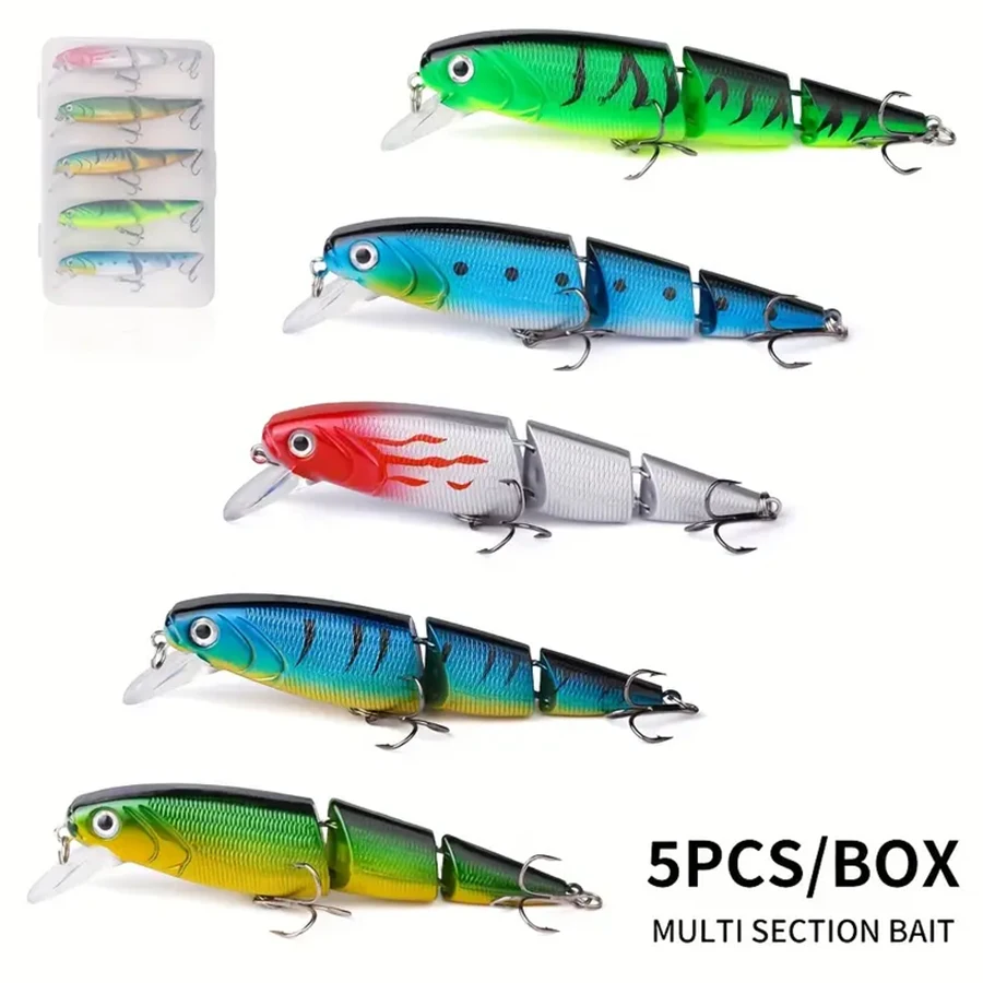 5 unids/caja Crankbaits de varias secciones Señuelos de Pesca Swimbait cebos duros Wobblers artificiales para Lucio Trolling aparejos de pesca de carpa - imagen 2