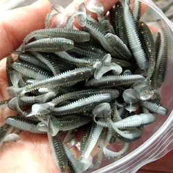 Señuelo Artificial de silicona para Pesca, cebo blando de 3,5 cm y 0,37g, con cola en espiral, para Jigging, Wobblers, aparejos para pescar lubina y carpa, 20 piezas