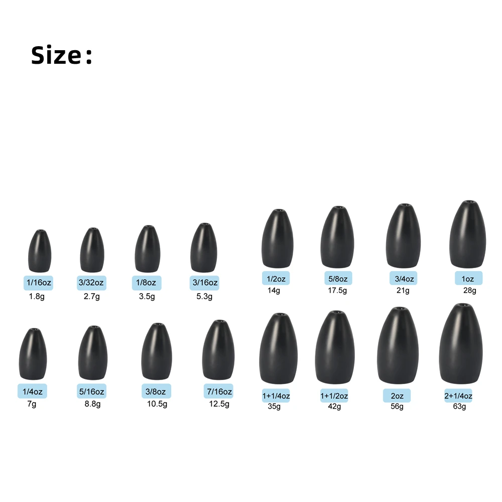 Elite TG-plomo de pesca de lubina, peso volteador, 2,7 ~ 14g, Bluegill Crappie, aparejo Texas/Carolina, plomos tipo bala, accesorios de señuelo - imagen 3