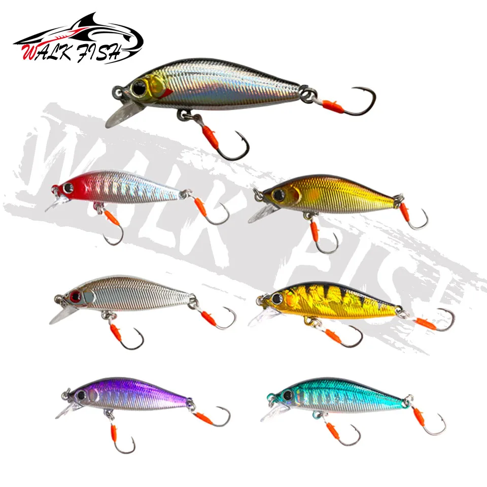 WALK FISH-señuelo de Pesca de pececillos, cebo duro, Wobbler, Crankbait, aparejos de Pesca, 1 piezas, diseño japonés de plástico, 45mm, 3,2g - imagen 3