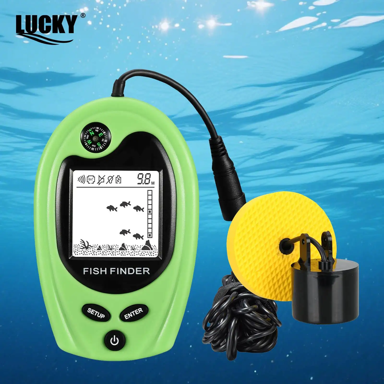 LUCKY FF818 Sonar con cable buscador de peces pesca ángulo de 45 grados/100M de profundidad sonda de eco portátil herramientas de pesca buscador de peces - imagen 3