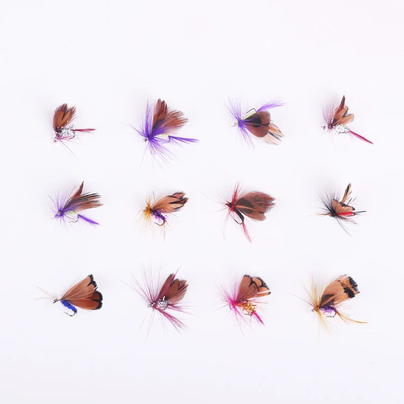 12 unids/set señuelo de pesca Artificial mantequilla moscas insectos cebo gancho de acero alto en carbono aparejos de pesca para pesca trucha manivela gancho - imagen 2