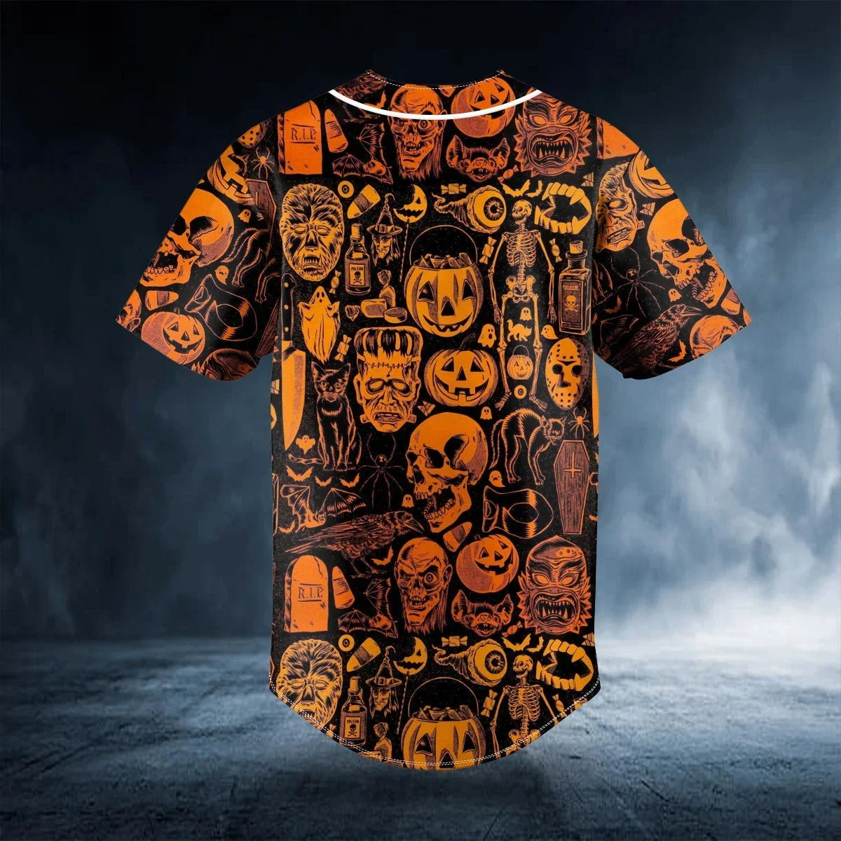 PLstar Cosmos Happy Halloween patrón calabaza cráneo 3D impreso moda hombres béisbol Jersey Unisex Casual camisa de béisbol BQS16 - imagen 3