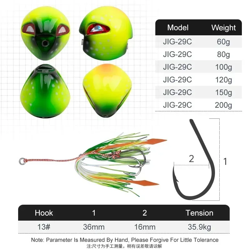 Señuelo de pesca en el mar, plantilla para cabeza, anzuelo con cabeza de plomo, cebo de plomo que brilla en la oscuridad, cebos de placa, pesca en barco en el océano de aguas profundas - imagen 3