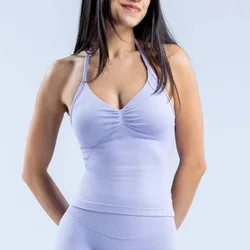 Nuevo chaleco deportivo de Yoga con tiras palangre de impacto, ropa de gimnasio sin espalda extraíble con espalda descubierta, sujetador incorporado, camisetas sin mangas para Yoga, Fitness para mujer