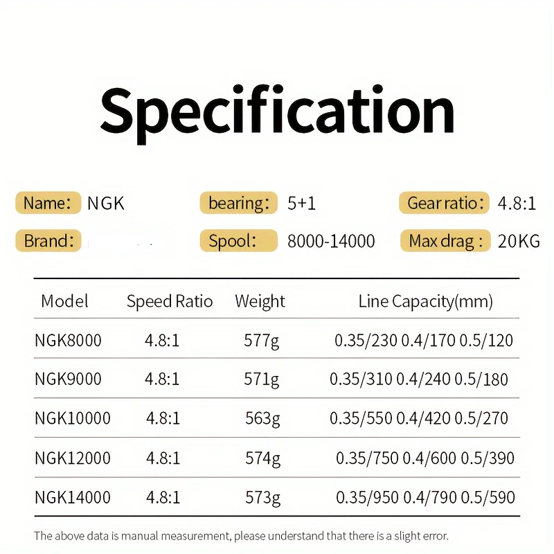 Carrete de pesca giratorio grande GLS, carrete potente de arrastre de 20KG, 8000 9000 10000 12000 14000, pesca en agua dulce y salada - imagen 3