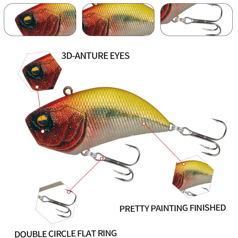 Señuelos de pesca de hundimiento Wobbler con vibración, 14g, 54mm, Trolling de agua salada, VIB, Crankbait sin labios, accesorios de cebo duro de agua salada - imagen 5