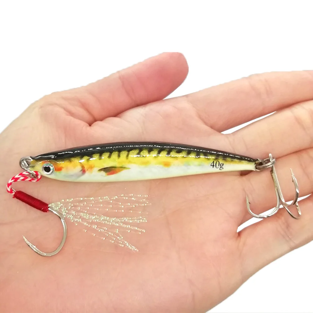 Plantilla de Metal con impresión 3D, 20g, 40g, 80g, aparejos de cebo para lubina, trucha, Shore, plantillas fundidas, atún, agua salada, señuelo de Jigging lento, pesca en mar - imagen 5