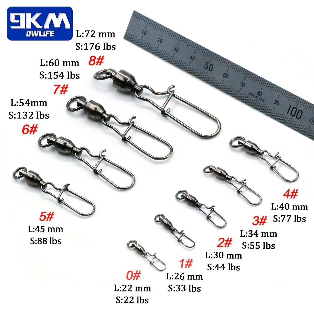 9KM pesca Snap giratorios rodamiento de bolas giratorio Duo Lock Snap accesorios de pesca de acero inoxidable Clip rápido conector de señuelo de pesca - imagen 3