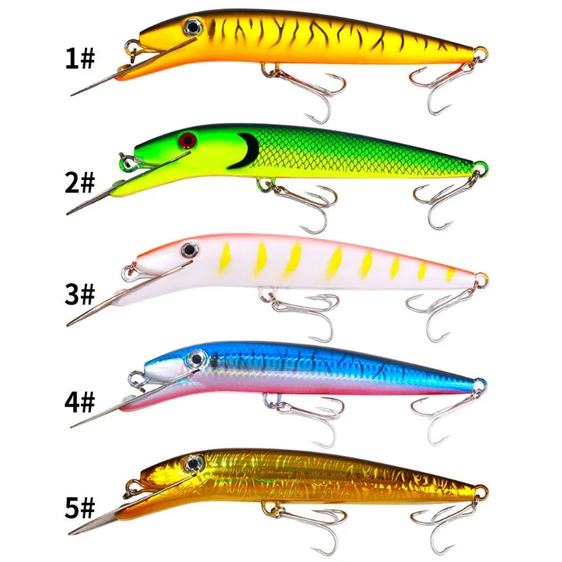 Señuelos de Pesca de 5 piezas, cebo biónico de plástico duro para agua de mar, Minnow grande, 45g - imagen 2