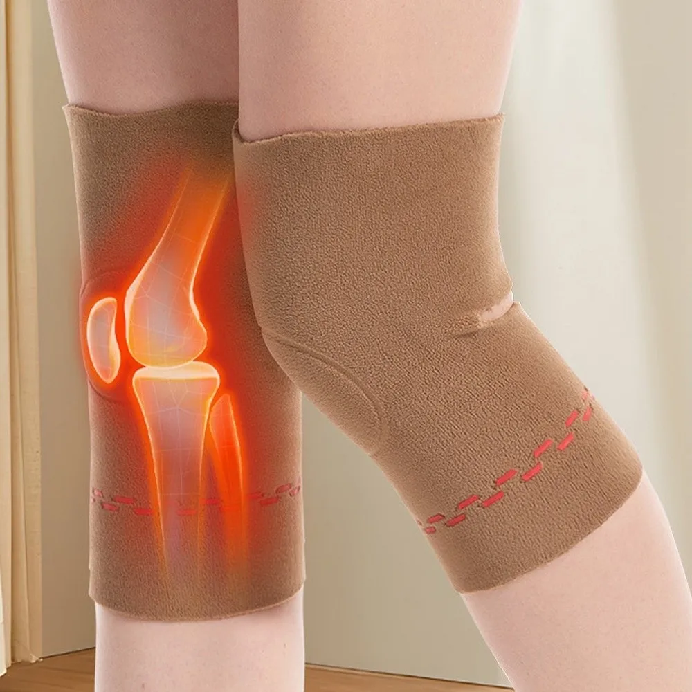 Nuevo Calentador de rodilla a prueba de viento, Protector de rodilla cálido y grueso de doble cara, rodilleras a prueba de frío, Otoño Invierno - imagen 2