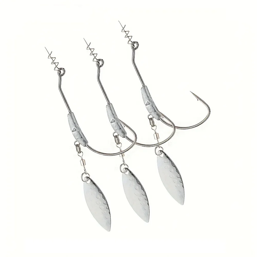 Gancho de manivela de 3 piezas, pasador de bloqueo de resorte, gancho de manivela, lentejuelas de plomo doradas, gancho individual de vientre ancho, gancho de plomo, gancho de púas de lentejuelas giratorias - imagen 2