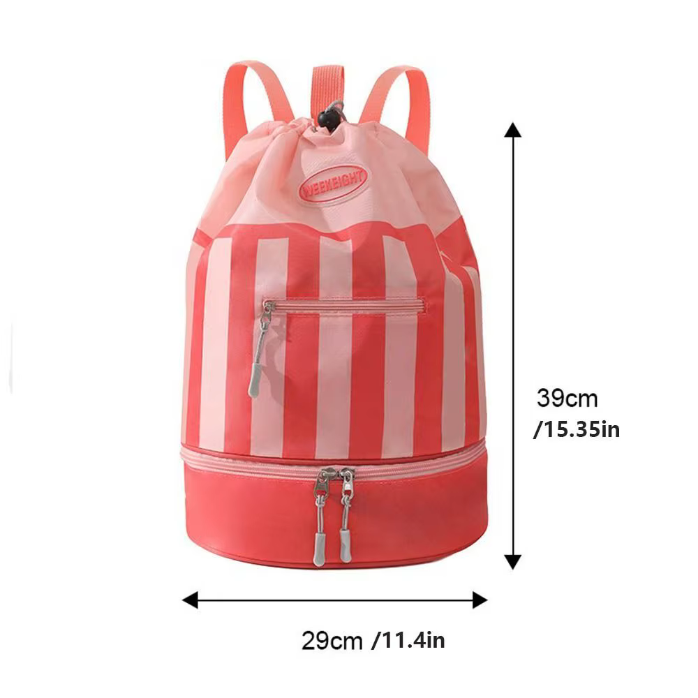 Mochila de natación ISKYBOB mostrando el compartimento seco