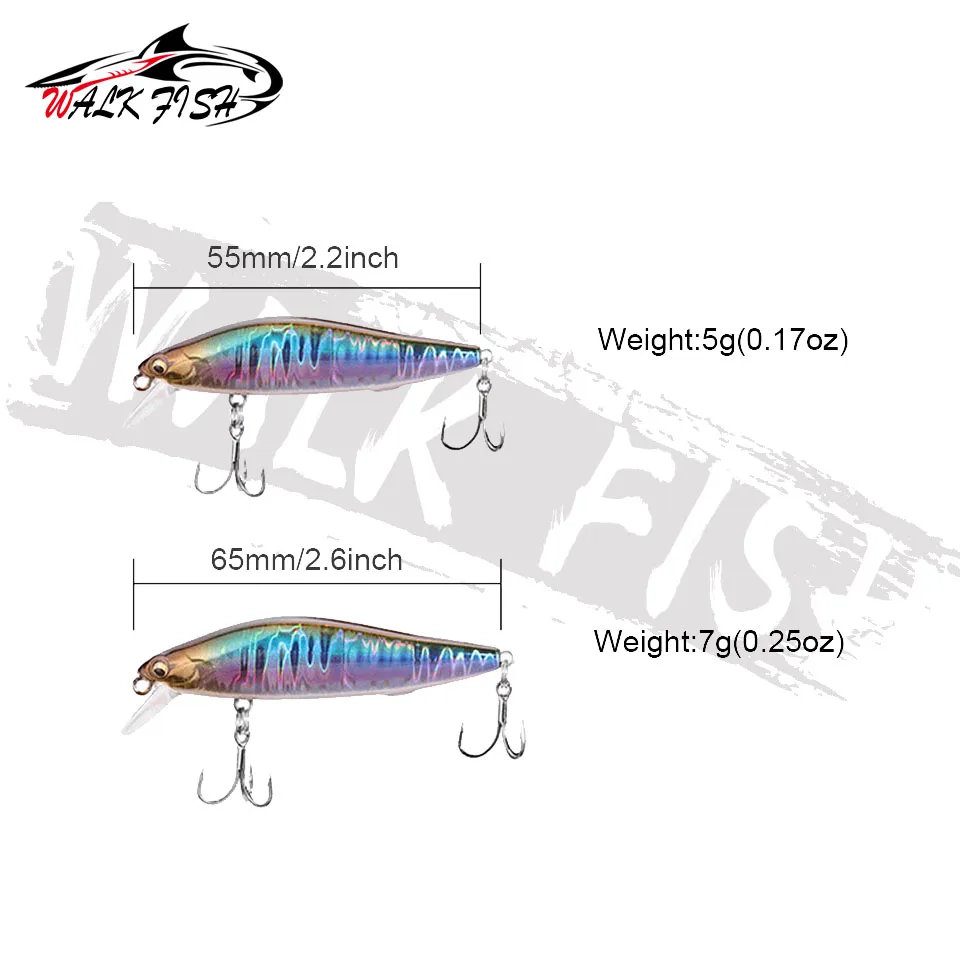 WALK FISH-señuelo de pesca Jerkbait, sistema de equilibrio de gravedad profesional, cebo duro, Wobbler manivela, buceo lento, 5g, 7g - imagen 2