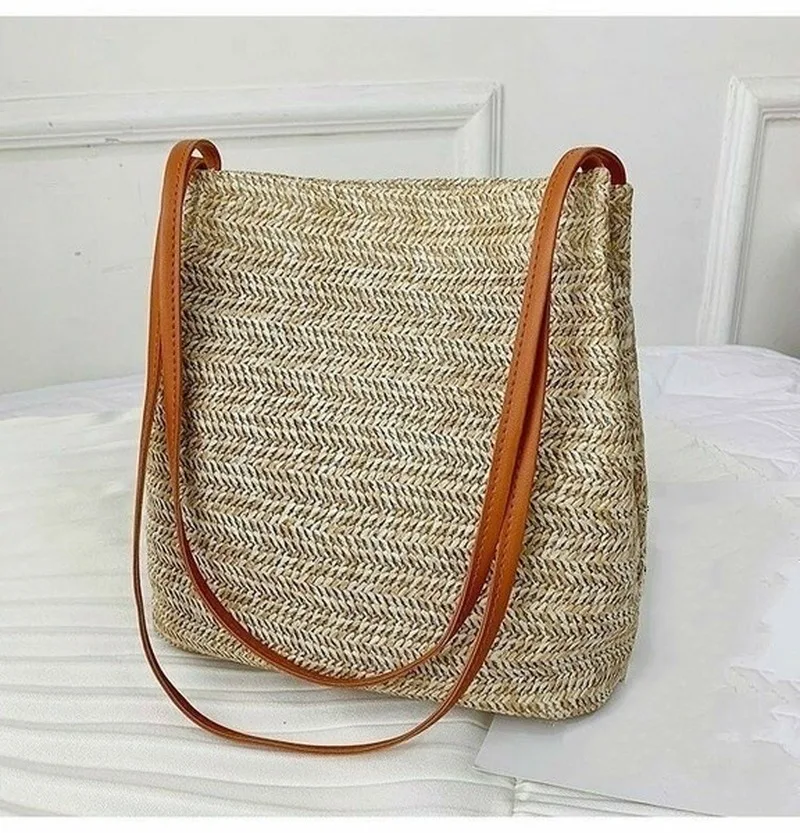 Bolso tejido de paja para mujer, cesta grande de mimbre, bolso de playa, bandoleras cruzadas de verano para mujer, bolso pequeño de playa para niñas, nuevo - imagen 5