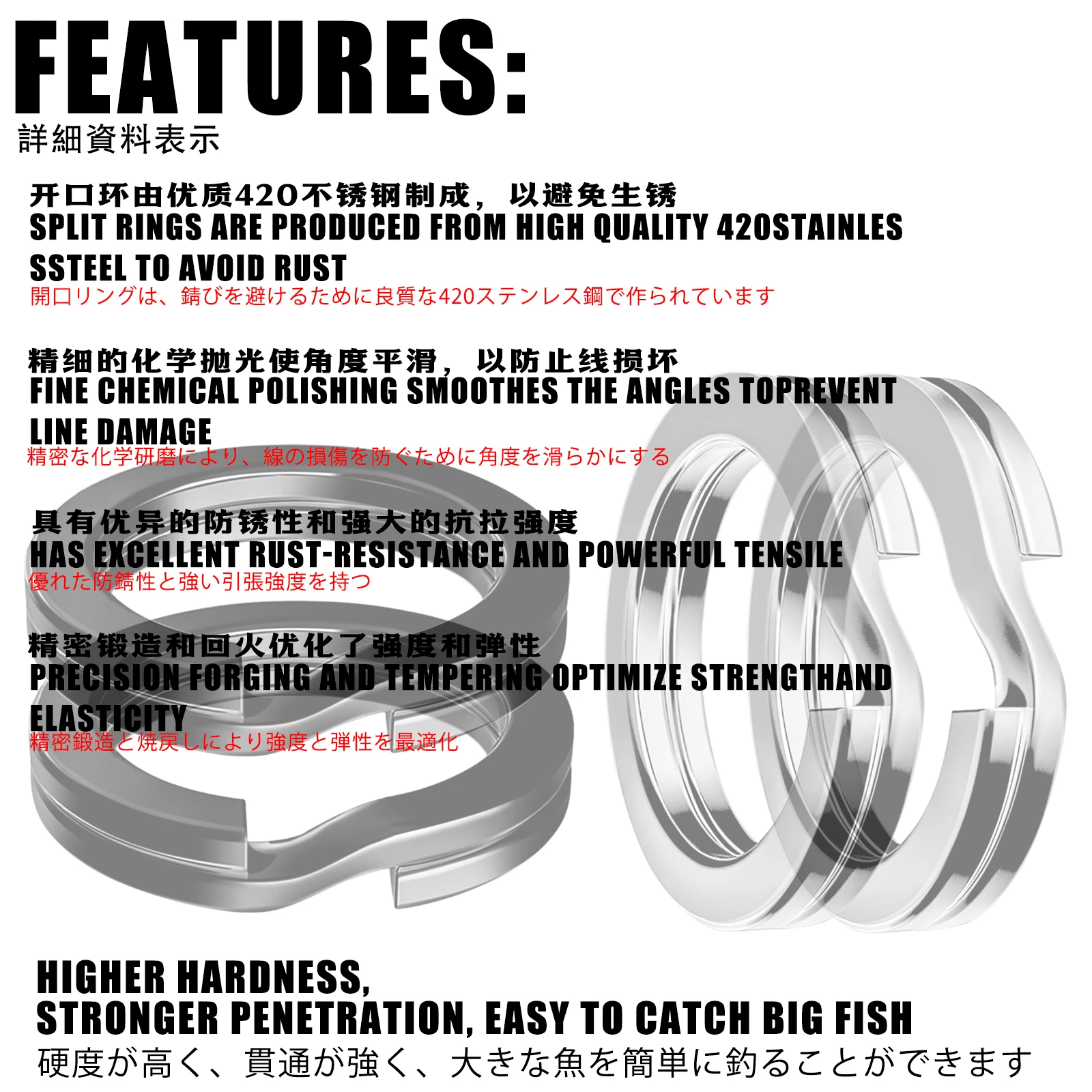 SAMOLLA anillo doble de aplanamiento fortalece la salida del anillo luya, enlace de cebo luya, anillo abierto, aplanamiento, accesorios de pesca - imagen 2