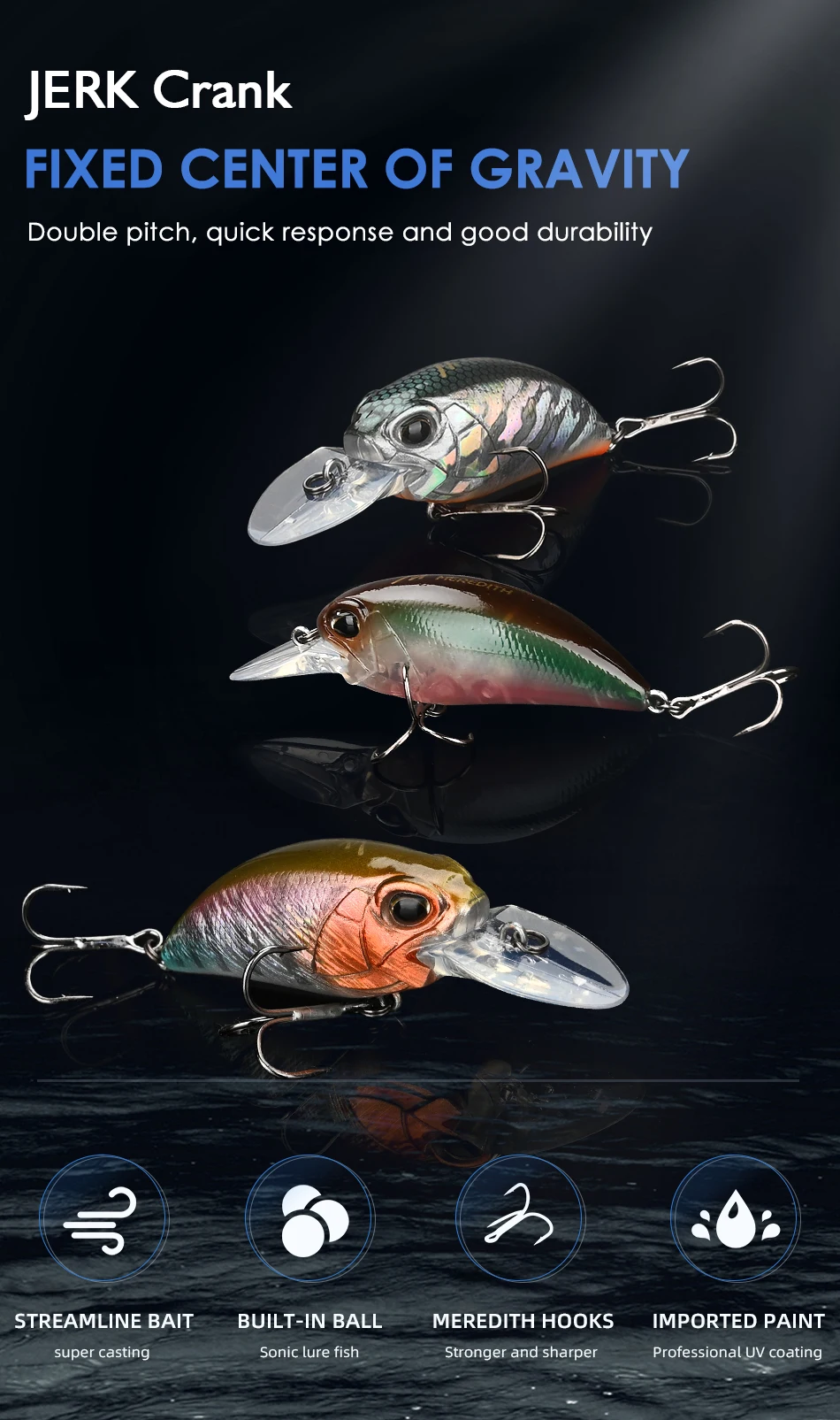 Señuelo MEREDITH M65 flotante de 14g con 11 colores disponibles para pesca profesional