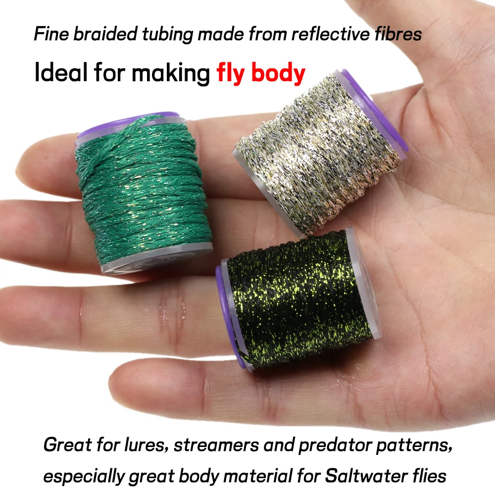 Bimoo, 10M/carrete, 1mm, Flash holográfico, hilo trenzado plano, atado de moscas, Material corporal para trucha, Streamer, moscas de agua salada, señuelo - imagen 5