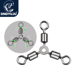 DNDYUJU, 10 Uds., conector de pesca giratorio de tres vías de latón, accesorios giratorios, aparejos de anzuelo