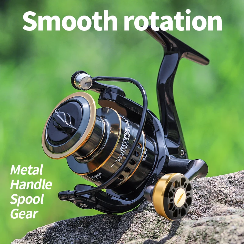 Carrete de pesca ultraligero profesional HE500-7000, relación de engranaje 5,2: 1, carrete de pesca de arrastre máximo de 10kg, aparejos de mar con copa de línea de Metal - imagen 2